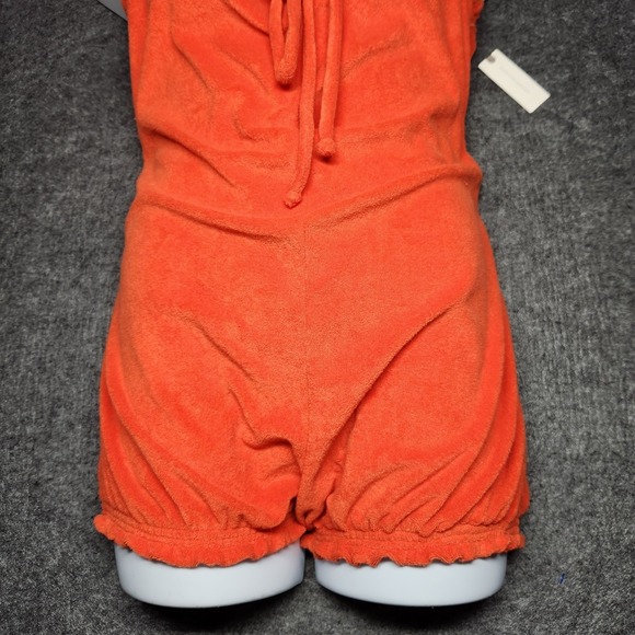 Anthropolgie Terry Cloth Sleevless Tight Cuff Shorts Romper Orange Large NEW - Picture 2 of 11